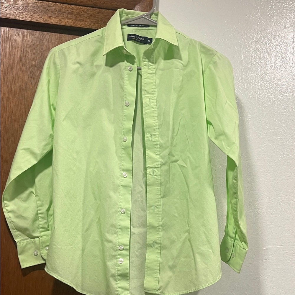 Nautica Light Green Casual Button Down Shirt